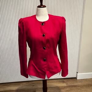 KASPER FOR A.S.L. Women's Collarless Blazer Size 10 In Red